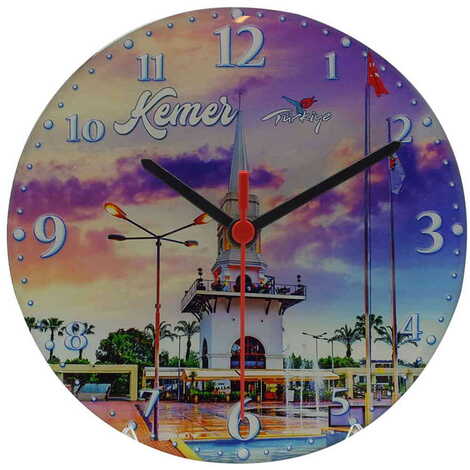 Kemer Themed Epoxy Wall Clock Home Decoration 20 Cm - 9