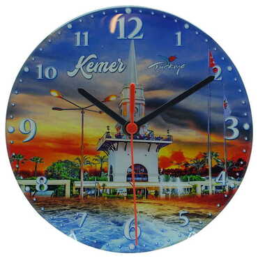 Kemer Themed Epoxy Wall Clock Home Decoration 20 Cm - 11