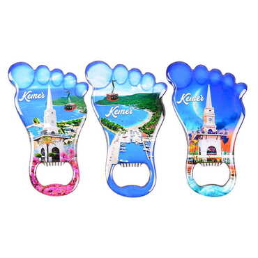 Kemer Themed Foot Shaped Metal Magnetic Bottle Opener 100x59 mm - 3