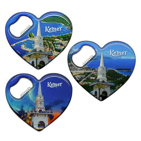 Kemer Themed Heart Shaped Metal Magnetic Bottle Opener 85x76 mm - 3