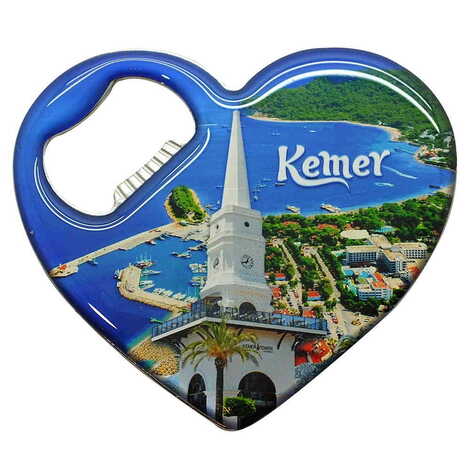 Kemer Themed Heart Shaped Metal Magnetic Bottle Opener 85x76 mm - 4