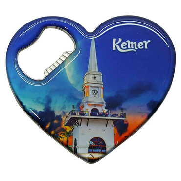 Kemer Themed Heart Shaped Metal Magnetic Bottle Opener 85x76 mm - 5