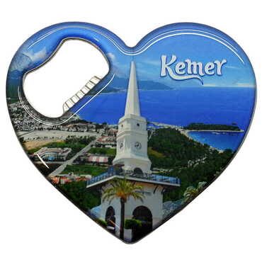 Kemer Themed Heart Shaped Metal Magnetic Bottle Opener 85x76 mm - 6