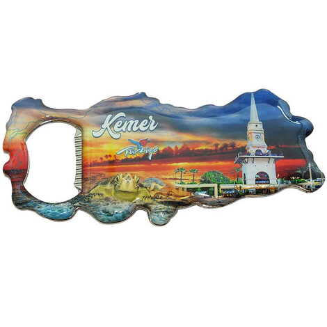 Kemer Themed Map Shaped Metal Magnetic Bottle Opener 100x45 mm - 4