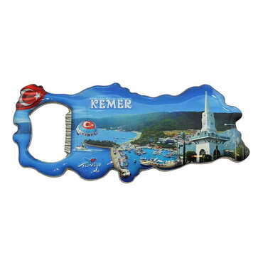 Kemer Themed Map Shaped Metal Magnetic Bottle Opener 100x45 mm - 5