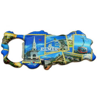 Kemer Themed Map Shaped Metal Magnetic Bottle Opener 100x45 mm - 7