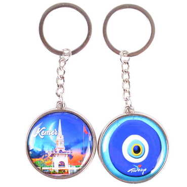 Kemer Themed Metal Double Face Round Keychain 40x95 mm - 4