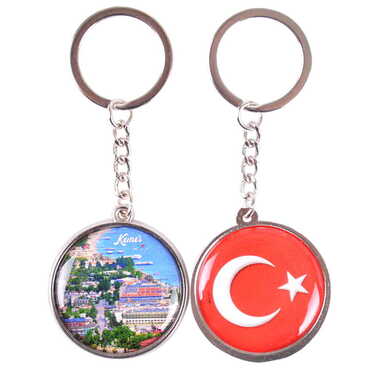 Kemer Themed Metal Double Face Round Keychain 40x95 mm - 5