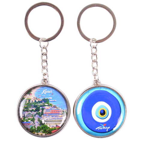 Kemer Themed Metal Double Face Round Keychain 40x95 mm - 6