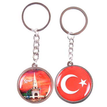 Kemer Themed Metal Double Face Round Keychain 40x95 mm - 7