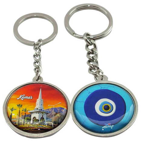 Kemer Themed Metal Double Face Round Keychain 40x95 mm - 11