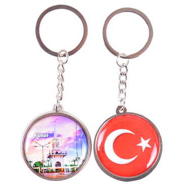 Kemer Themed Metal Double Face Round Keychain 40x95 mm - 12