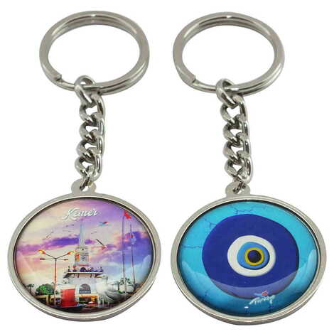 Kemer Themed Metal Double Face Round Keychain 40x95 mm - 13