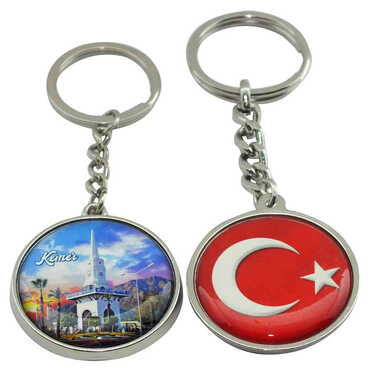 Kemer Themed Metal Double Face Round Keychain 40x95 mm - 14