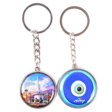 Kemer Themed Metal Double Face Round Keychain 40x95 mm - 15