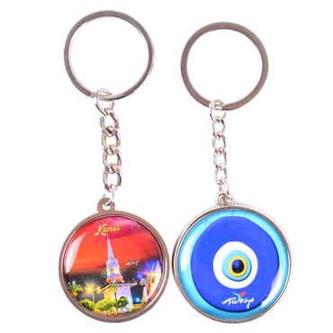 Kemer Themed Metal Double Face Round Keychain 40x95 mm - 17