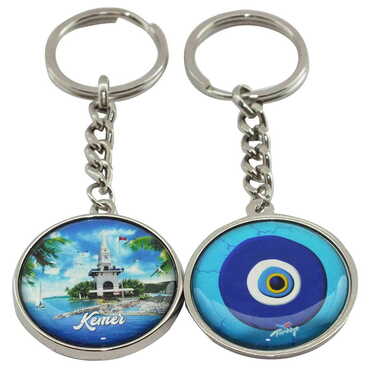 Kemer Themed Metal Double Face Round Keychain 40x95 mm - 19