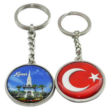 Kemer Themed Metal Double Face Round Keychain 40x95 mm - 20