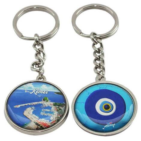 Kemer Themed Metal Double Face Round Keychain 40x95 mm - 22