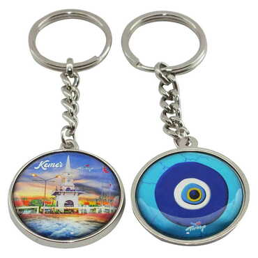 Kemer Themed Metal Double Face Round Keychain 40x95 mm - 23