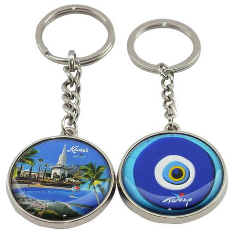 Kemer Themed Metal Double Face Round Keychain 40x95 mm - 24