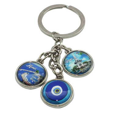 Kemer Themed Metal Keychain With 3 Charms - Mixed 40x90 mm - 4