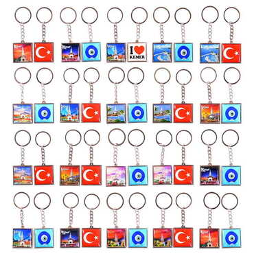 Kemer Themed Metal Square Shaped Double Face Keychain 36x95 mm - 2