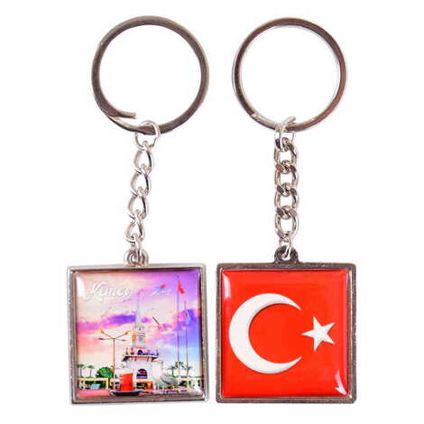 Kemer Themed Metal Square Shaped Double Face Keychain 36x95 mm - 9