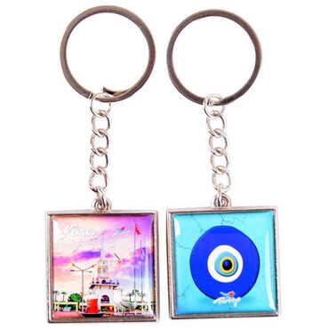 Kemer Themed Metal Square Shaped Double Face Keychain 36x95 mm - 10