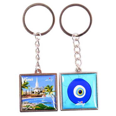 Kemer Themed Metal Square Shaped Double Face Keychain 36x95 mm - 14