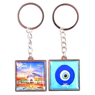 Kemer Themed Metal Square Shaped Double Face Keychain 36x95 mm - 18