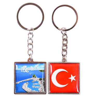 Kemer Themed Metal Square Shaped Double Face Keychain 36x95 mm - 19