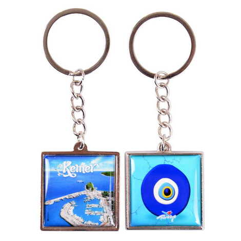 Kemer Themed Metal Square Shaped Double Face Keychain 36x95 mm - 20