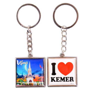 Kemer Themed Metal Square Shaped Double Face Keychain 36x95 mm - 21