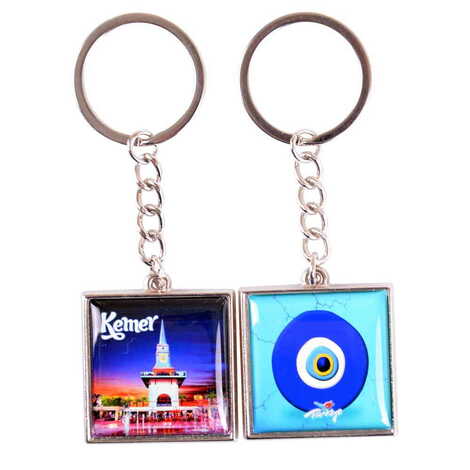 Kemer Themed Metal Square Shaped Double Face Keychain 36x95 mm - 22