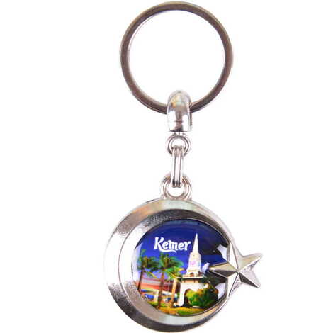 Kemer Themed Metal Turkish Flag Enamel Keychain - 3