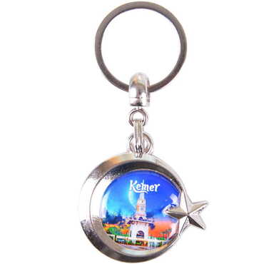 Kemer Themed Metal Turkish Flag Enamel Keychain - 4