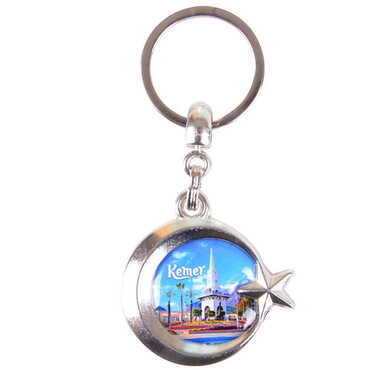 Kemer Themed Metal Turkish Flag Enamel Keychain - 6