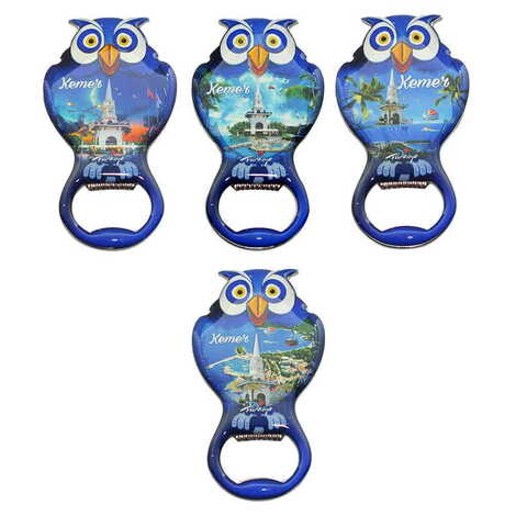 Kemer Themed Owl Shaped Metal Magnetic Bottle Opener 88x47 mm - 3