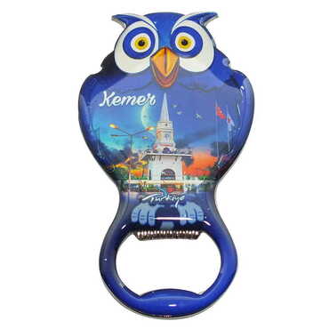 Kemer Themed Owl Shaped Metal Magnetic Bottle Opener 88x47 mm - 4