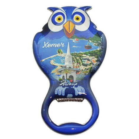 Kemer Themed Owl Shaped Metal Magnetic Bottle Opener 88x47 mm - 5