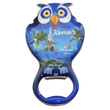 Kemer Themed Owl Shaped Metal Magnetic Bottle Opener 88x47 mm - 6