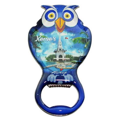 Kemer Themed Owl Shaped Metal Magnetic Bottle Opener 88x47 mm - 7