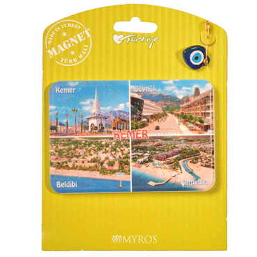 Kemer Themed Plastic Base UV Printed Custom Backing Carded Fridge Magnet - 8