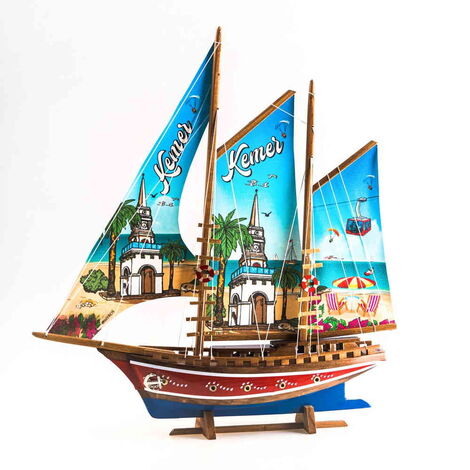 Kemer Themed Sailboat Wooden Desktop Decor Large - 3