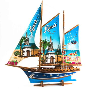 Kemer Themed Sailboat Wooden Desktop Decor Large - 4