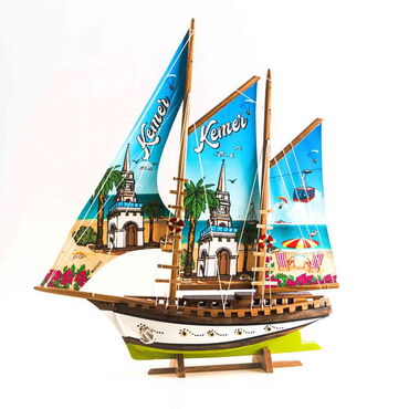 Kemer Themed Sailboat Wooden Desktop Decor Large - 5