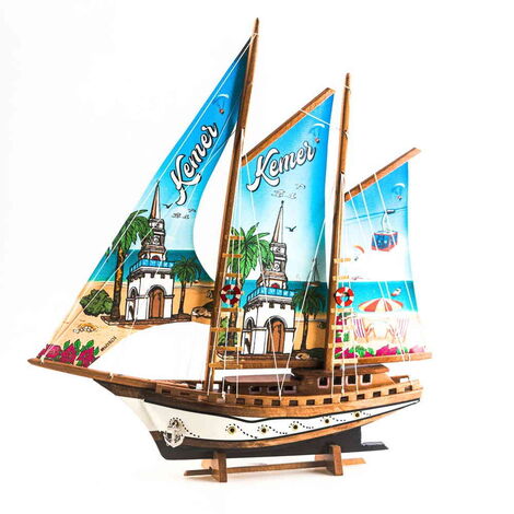 Kemer Themed Sailboat Wooden Desktop Decor Large - 6