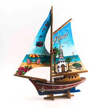 Kemer Themed Sailboat Wooden Desktop Decor Small - 2