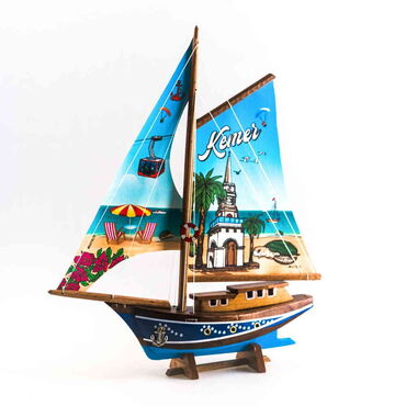 Kemer Themed Sailboat Wooden Desktop Decor Small - 3